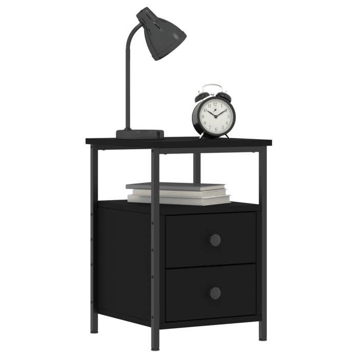 VidaXL Bedside Table Black 34x35.5x50 Cm Engineered Wood 826013