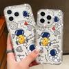 Diamond Astronaut Pattern Phone Case For iPhone 16e 17 Air 16 15 14 Pro Max 13 17 Pro Max 17 16 15 Plus Shockproof Bling Diamond TPU Soft Cover
