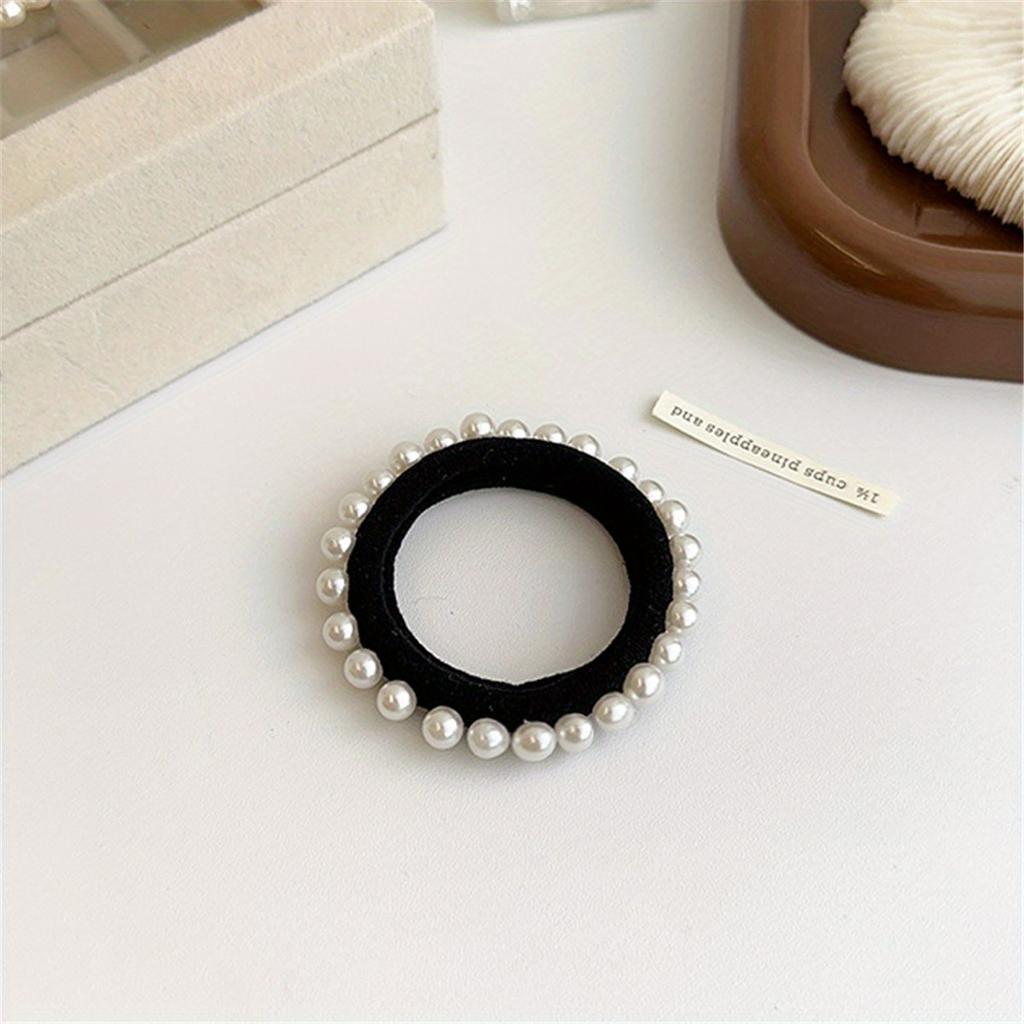 Pearl Hair Tie, Small Fragrance, High Elasticity Head Rope, Thick And Seamless Scalp Band