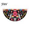 Reusable Party Entrance Sign Day of The Dead Skull Bunting Banner, Marigold Print Fiesta Unique Fan Shaped Banner Hanging Flag, Colorful Sugar Outdoor