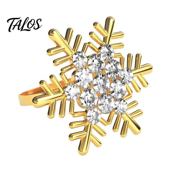 Rhinestone Table Settings Snowflake Napkin Ring, Metal Holder, Winter Decorative Rings Holiday Ring for Christmas Dinner Decor Wedding