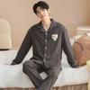 New long-sleeved trousers pure cotton couple pajamas can be worn outside cartoon loose casual men and women pajamas set cotton