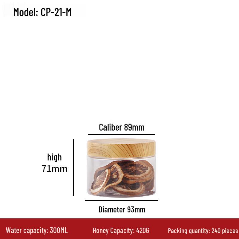 Transparent Sealed Kitchen Storage Jar with Wood Grain Lid for Cereal, Dried Fruit, and Nuts