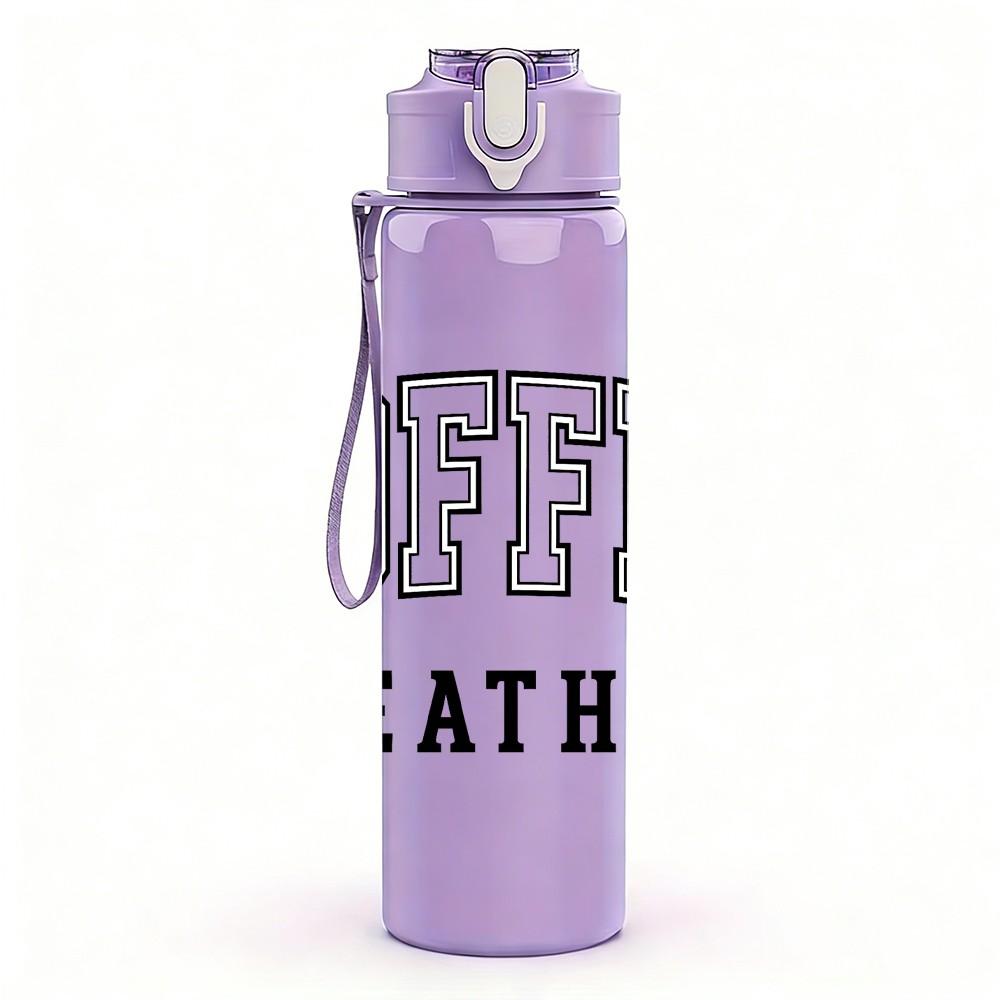 1PC Coffee Weather Bold Letter Print 750ml Color Plastic Sports Water Bottle Leakproof Flip Straw Lid Suitable for Sports Office Home Use