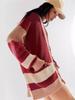 2024 Women's Plus Size Color Block Knit Cardigan with Pockets - Autumn/Winter Collection