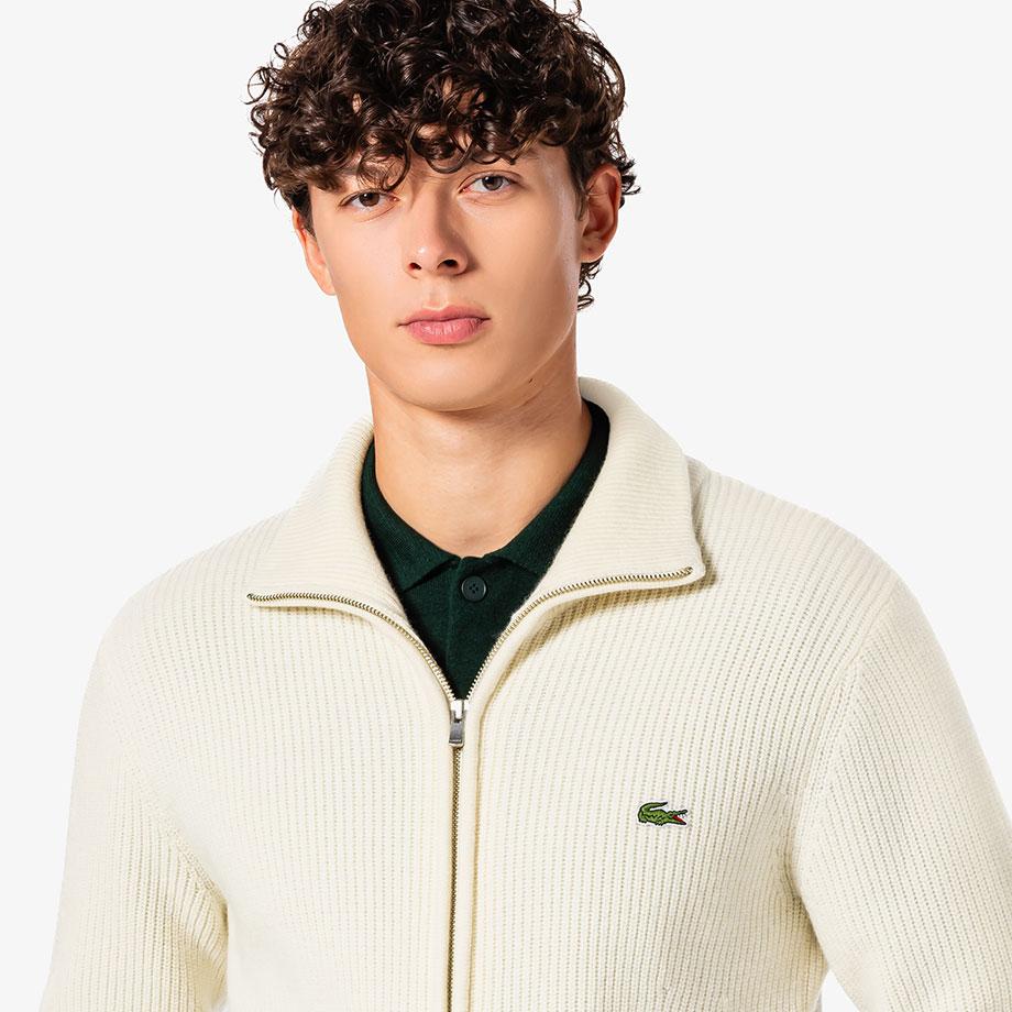 Lacoste Men's Ribbed Knit Full-Zip Cardigan AH155E-55N70V