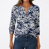 Women's Fashion Casual 3/4 Sleeve T-Shirt Prints V-Neck Button Top
