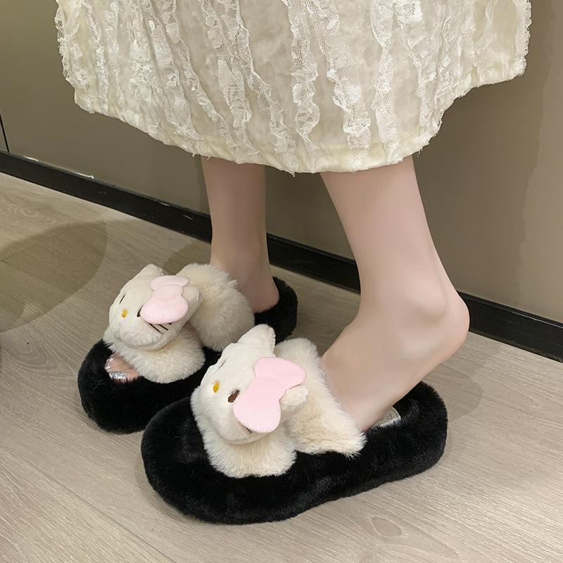 Cute Cartoon Soft Bottom Fluffy Drag Girl 2025 Autumn and Winter New Girl Soft Heart Cute Comfortable Cotton Slippers
