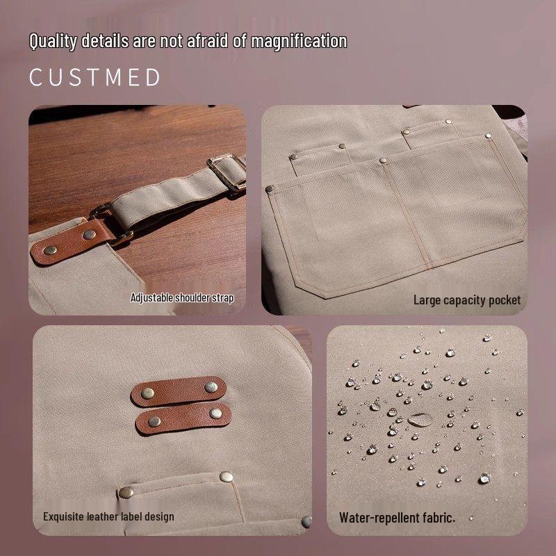 2026 Waterproof Canvas Apron with Logo for Men and Women In Catering and Restaurants