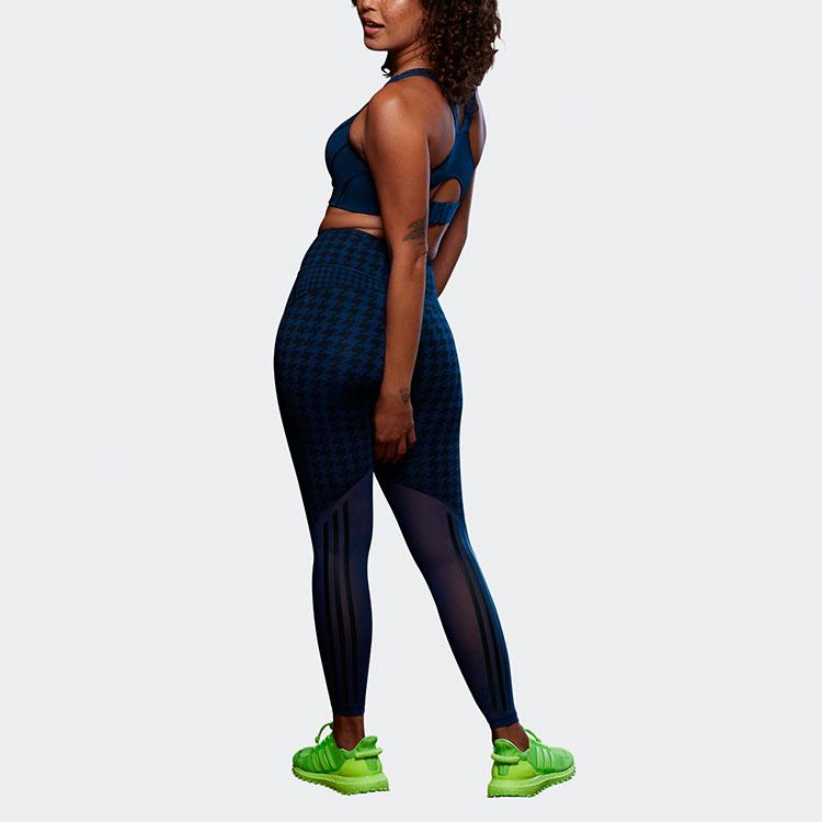 Adidas X Logo Kolaboracji Ivy Park Wzór w Pepitkę Spodnie Fitness Damskie Spodnie Ciemnoniebieskie HN1570