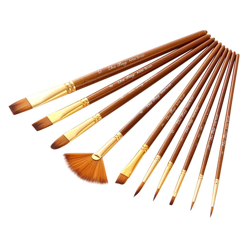 10pcs Paint Brushes Set  Artist for Acrylic Watercolor Oil Painting