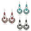 Ethnic Vintage Lady Rhinestone Dangle Hook Chandelier Statement Earrings Jewelry