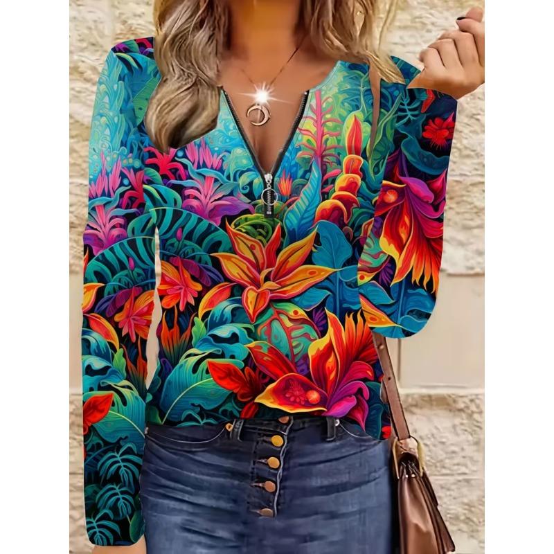 Women's Casual Zipper Long Sleeve T-Shirt