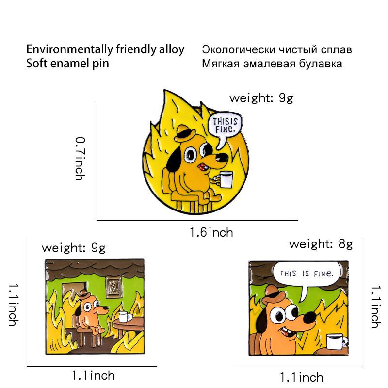 TO JE V POŘÁDKU Smaltované odznaky Vlastní Kreslené Brože se psem Klopový odznak Košile Taška Zábavný Zvířecí Odznak Šperk Dárek Fanoušci Přátelé