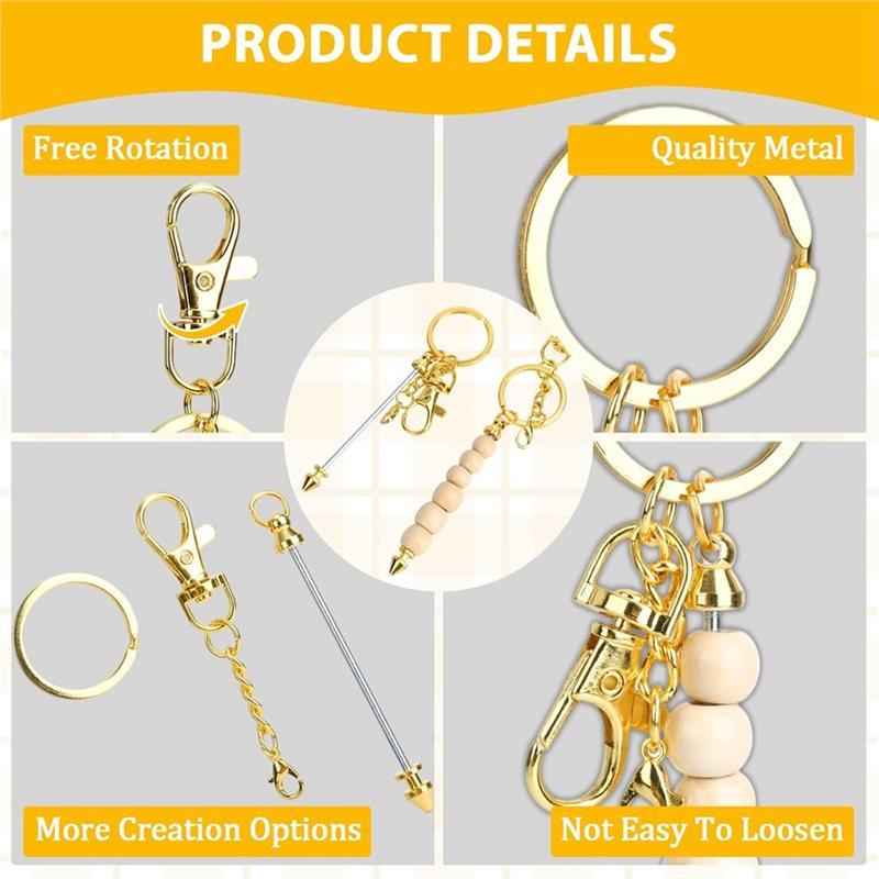 2025 Trend Beaded Items For DIY Crafts Keychain Making Kit 24Pcs Beadable Keychain Bars Blank Keychains For Jewelry Making