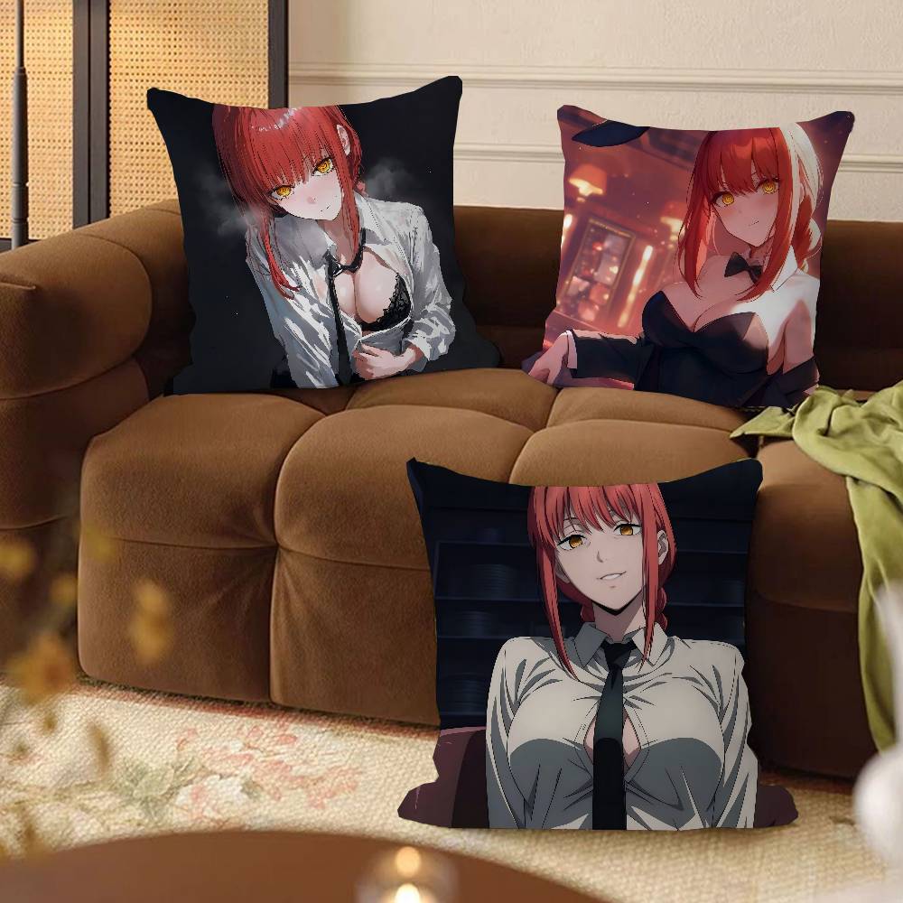 Anime M-Makima Kissenbezug Auto Dekokissenbezug Für Sofa Auto Weihnachtsgeschenk 40x40cm 45x45cm