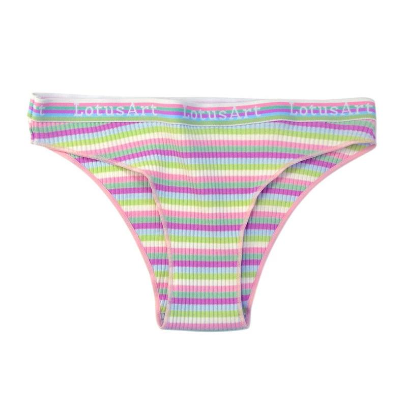 

Женские трусики из хлопка с радужными полосками, с низкой посадкой, сексуальные, удобные брифы 2XL
