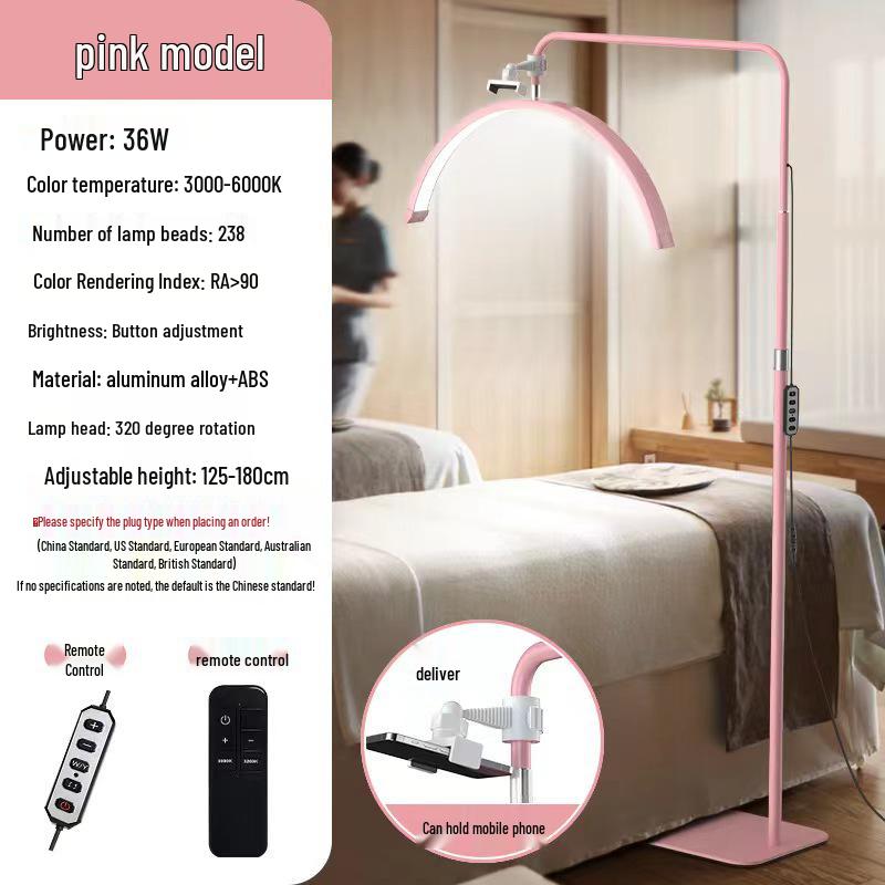 24" LED Half-Moon Beauty Light - Microblading, Manicure, Tattoo, Eyebrow, Eyelash Floor Lamp