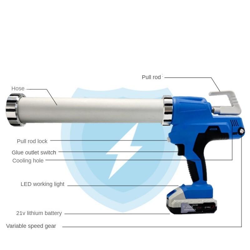 21V 6-speed Adjustable Electric Pressure Caulking Gun Household Repair Power Tool Rechargeable Lithium Battery Glue Gun
