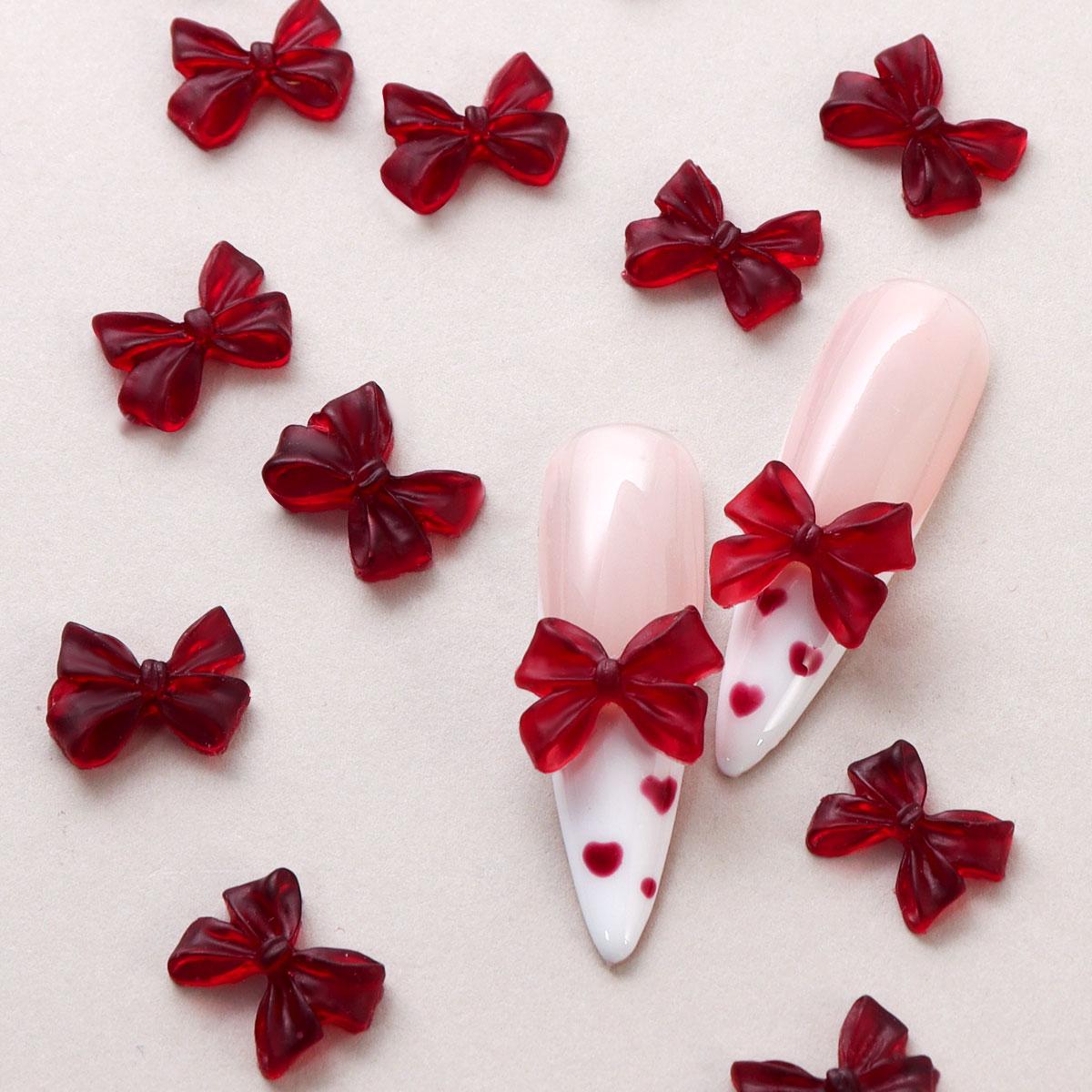 

1 пакет розовых конфетных лент-бантов 3D-подвесок для ногтей прозрачного желейного цвета летние аксессуары для украшения ногтей DIY детали для маникюра