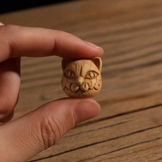 20 Pcs Cat Head Miniature Cat Head Shaped Resin Stones Statue Decorative Animal