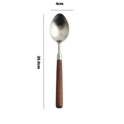 Retro 304 Stainless Steel Dinner Spoon with Walnut Handle