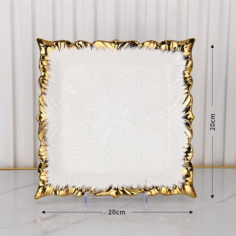 Golden Edged Ceramic Dining Plate Western Steak Plate Sushi Plates Dessert Bowl Sashimi Plates Fruit Dish Salad Bowl Soup Bowls