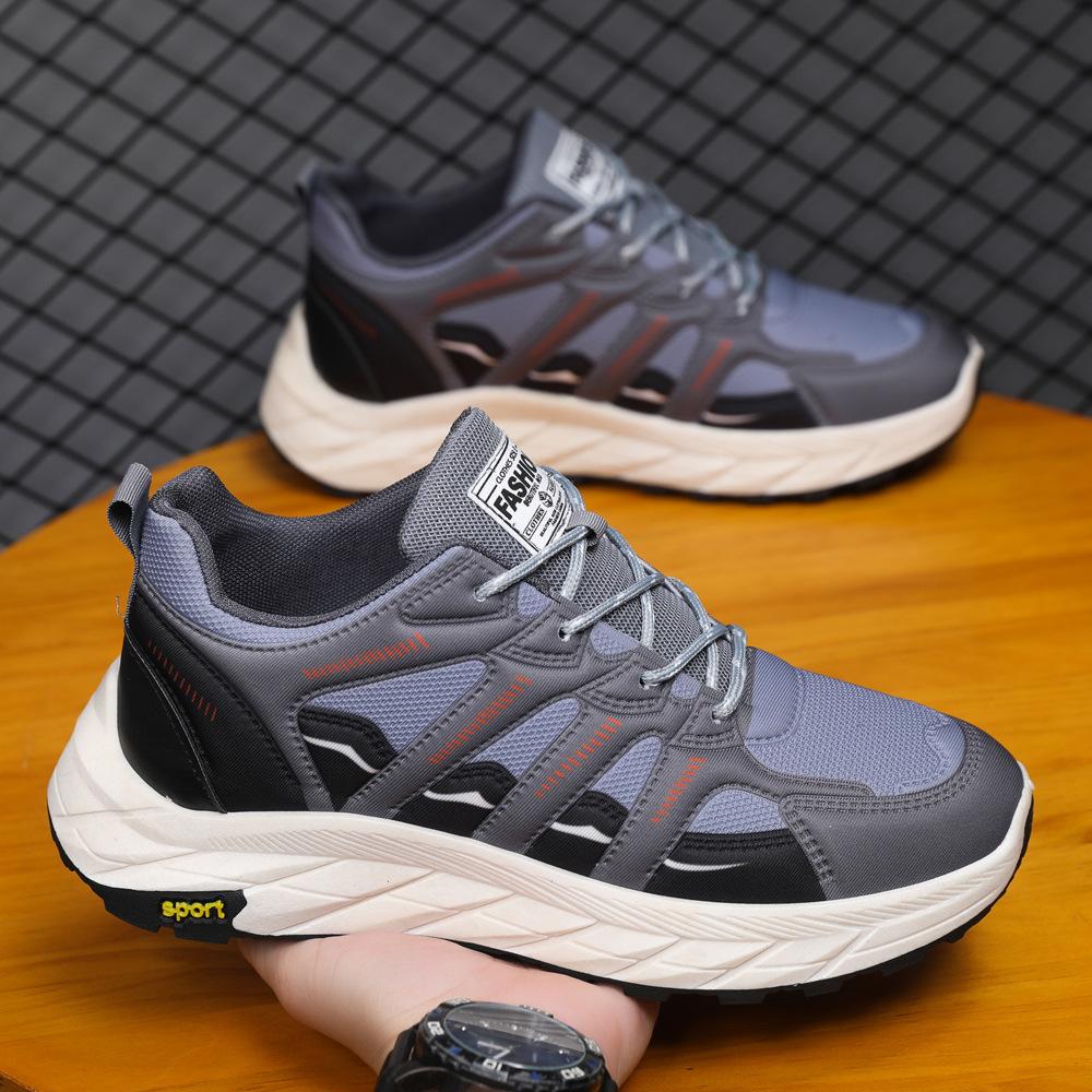 

2025 Summer New Fashion Simple Thick Sole Mesh Sport Shoes Men s Youth Outdoor Casual Trendy 44 сірий