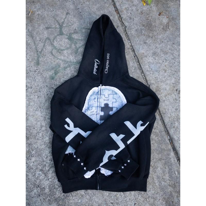 Unisex Streetwear Hooded Zip-Up Sweatshirt With 3D Graphic Print Regular Fit Long Sleeve Pullover Men Women