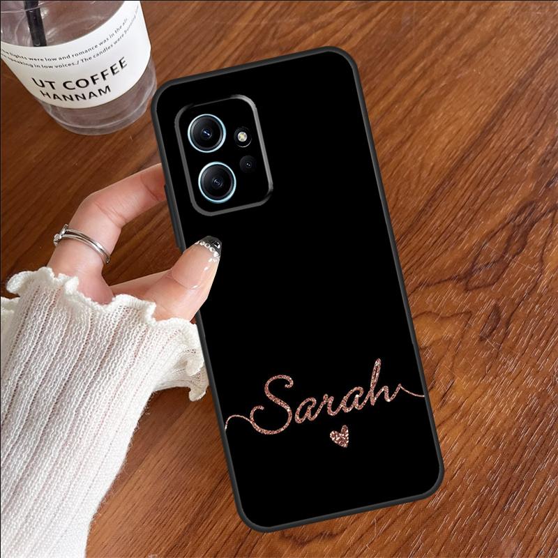 Bling Personalised Name Plating Case For Xiaomi Redmi 12C 13C 14C 10C Redmi Note 13 Pro 14 12 11 9 10 9S 10S 11S 12S Cover