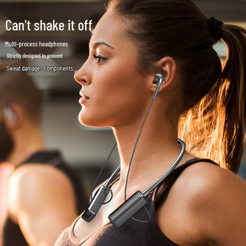 Wireless Neckband Bluetooth Headset with Digital Display, Long Battery, Waterproof, Sport Headphones & Gaming Memory Card