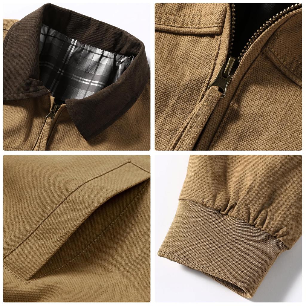 FOMANSH Stand Collar Solid Loose with Side Pockets Men's Jacket, Cotton, Fit,