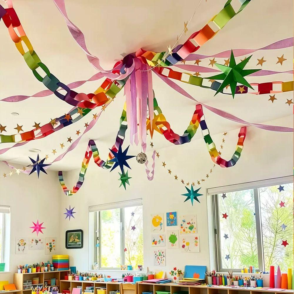 300PCS/Set 25*4cm DIY Paper Chains Mixed Color Party Decorative Chains Party Supplies