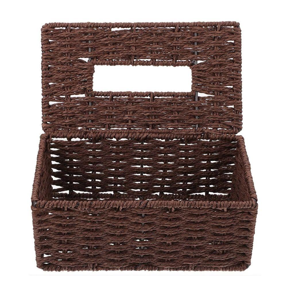 Hand Woven Rattan Woven Tissue Box Japanese Style Napkin Holder Creative Storage Box  Home