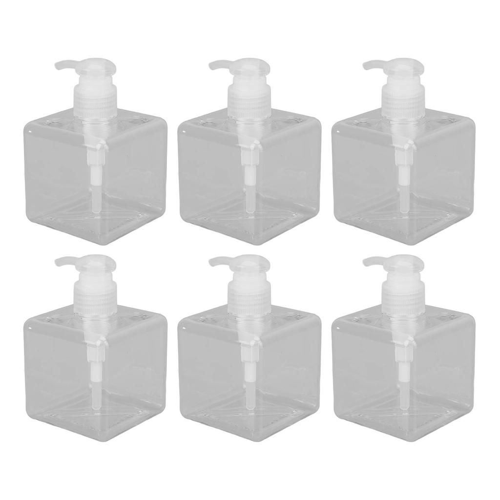 6 Stück Klare Pumpflaschen 250ml Flacher Quadratischer Körper Transparent Großer Durchmesser Tragbar Recycelbar