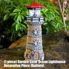 Garden Solar Sea Tower Figure with Ocean Theme Body and Lighted Top for Outdoor Yard Display Piece Space Area, Approx. 10.63 In Tall