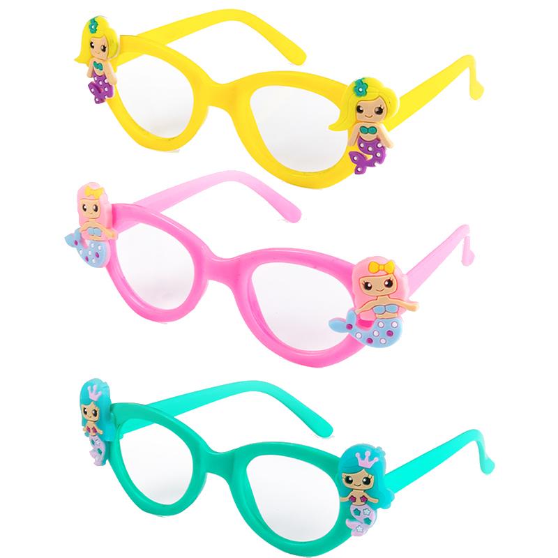 3/6pcs Mermaid Plastic Glasses Little Mermaid Themed Party Photo Prop Kids Girls 1st Birthday Party Gift Baby Shower Supplies