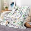 Spring Floral Throw Blanket Flannel Wildflowers Botanical Floral Printed Blanket for Bed Sofa Travel Couch Chair Sofa Home Decor