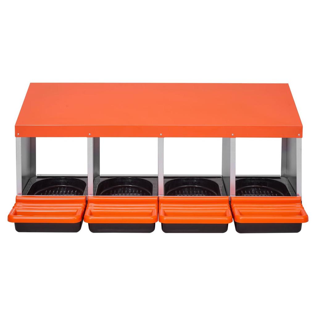 Chicken Nesting Boxes, 4 Compartments, Metal Egg Laying Boxes with Protective Collection Lids, Roll Out Nesting Box, Easy To Assemble, Ideal for Hens,