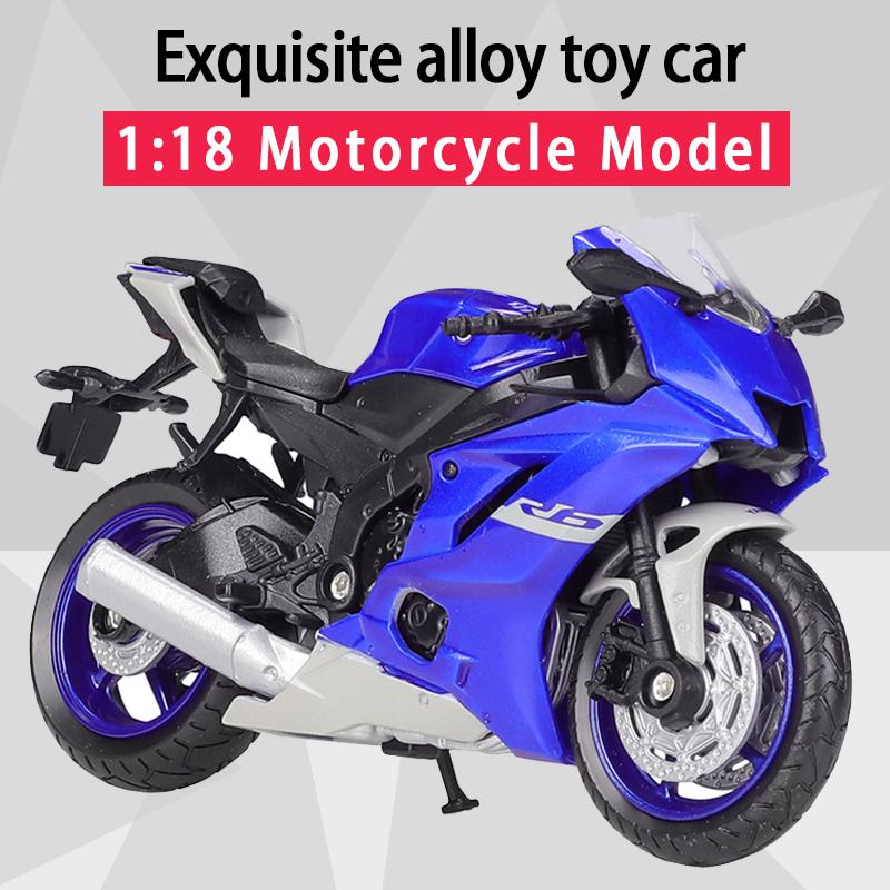 Welly 1/18 Scale Yamaha 2020 YZF-R6 Diecast Motorcycle Model Workable Shork-Absorber Toy For Children Gifts Toy Collection