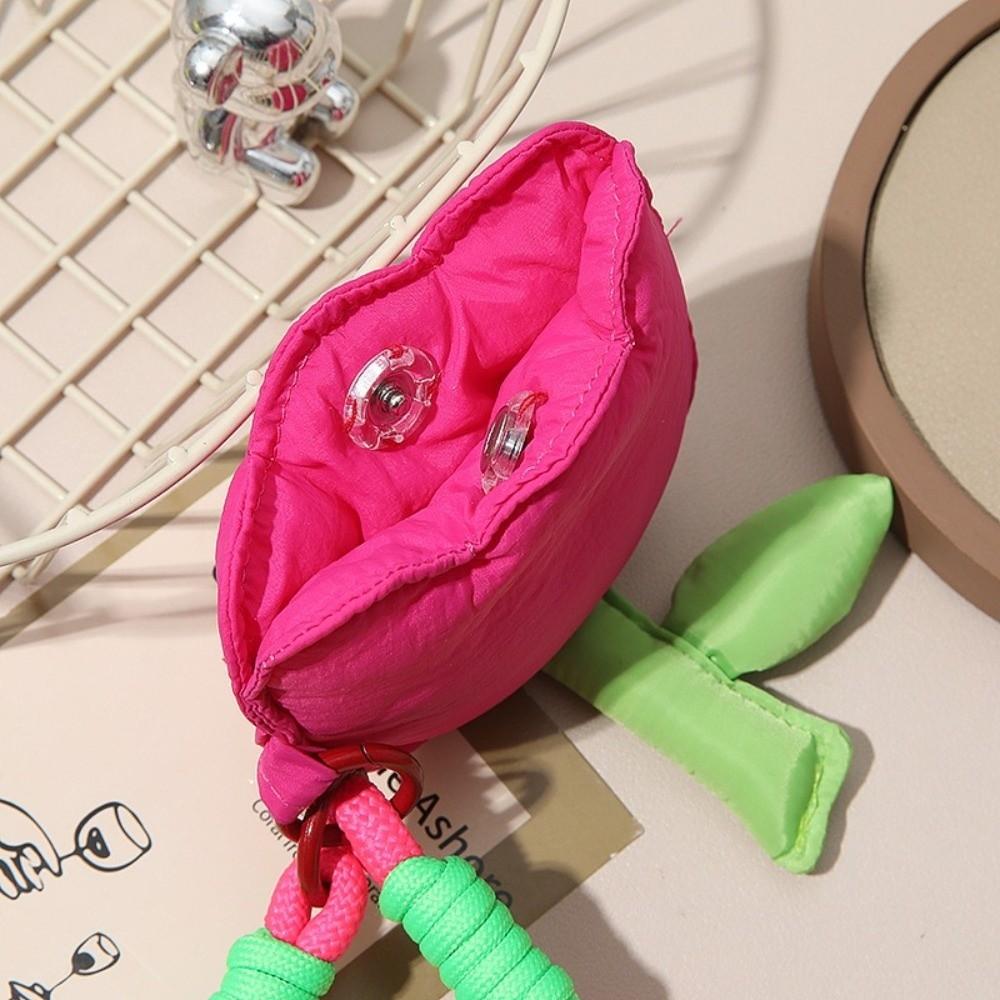 Cute Tulip Flower Tulip Coin Purse Soft Cloth with Wristband Lipstick Storage Change Pouch