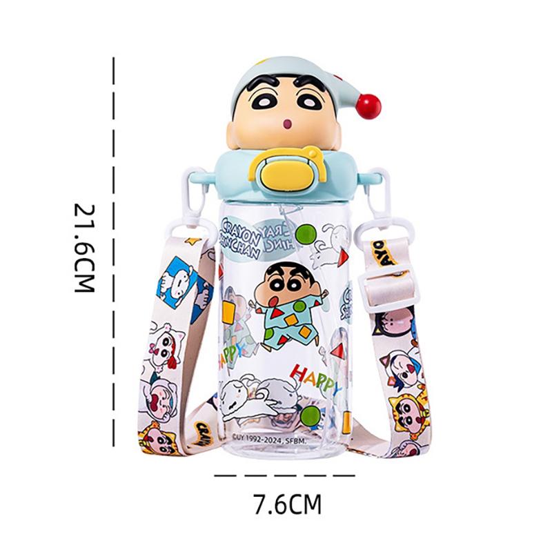 1 Piece Cute Cartoon Crayon Shin-Chan Summer Portable Strap Cup Creative 330/580Ml Straw Cup Home Ornament Unisex Holiday Gift