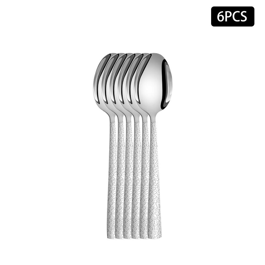 

Набор столовых приборов из нержавеющей стали серебристого цвета, 4/6/16/24 шт., столовые приборы с квадратной ручкой и текстурой змеиной кожи, бытовой набор ножей, вилок и ложек