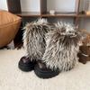 Winter Women's Versatile Fashion Platform Fluffy Booties  New Warm Thickened Cold-proof Cotton Shoes