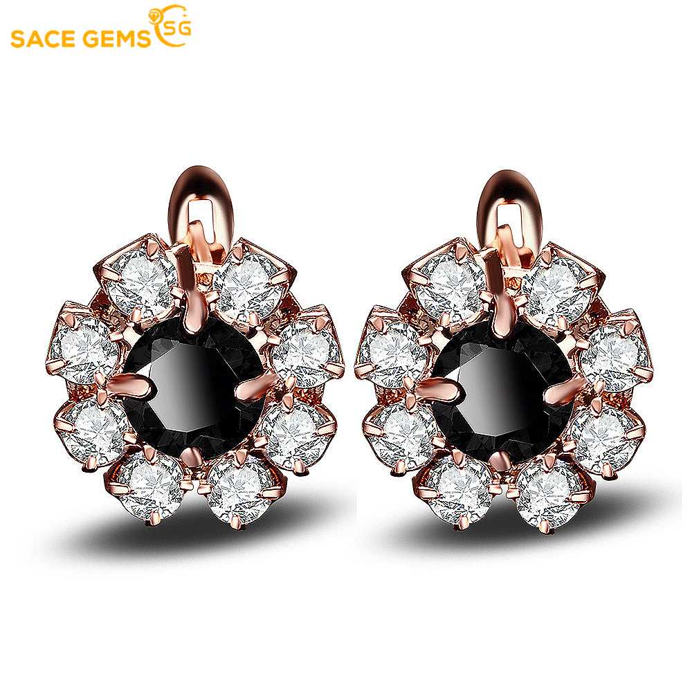 Купить SACE GEMS классические цветы медный сплав циркон серьги для ...