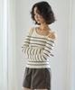 THE GREEN LAB Striped Shoulder Strap Detail Knit [Ivory]