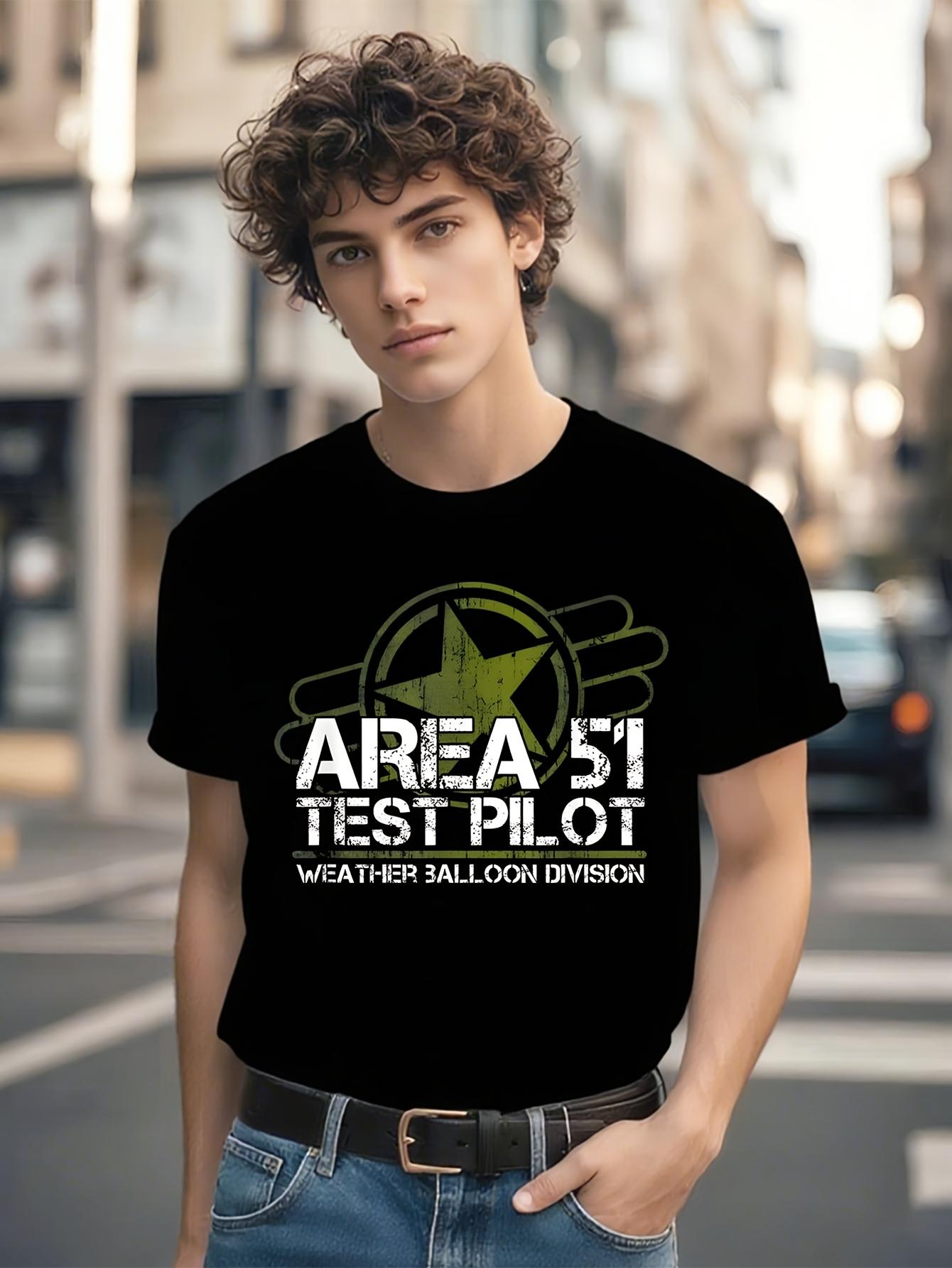 Area 51 UFO Test Pilot Alien Conspiracy Tshirt - Black wi... M