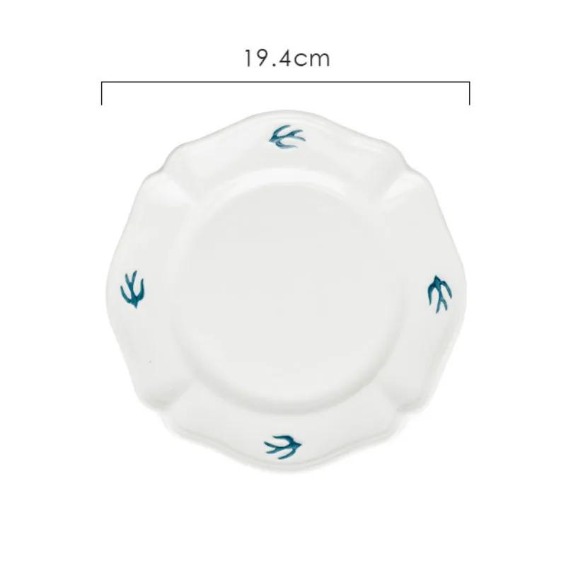 Relief Swallow Plate Simple Small Fresh Dessert Bird Dim Sum  Original Beige Household  Flat  Serving Platter