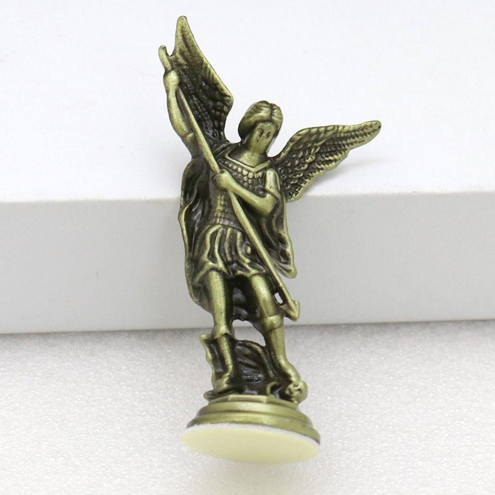 Statuetta di San Michele Arcangelo CristianoL'Arcangelo che Sconfigge Satana Statue Guardiane Artigianato in Lega di Zinco Per Casa Stanza Tavolo Desktop