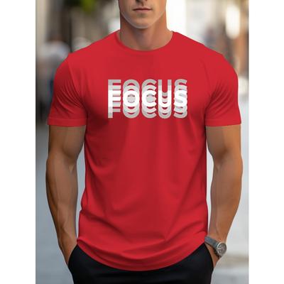 Herren 100% Baumwolle lässig Sport locker übergroß Focus Print Rundhals Kurzarm T-Shirt Top